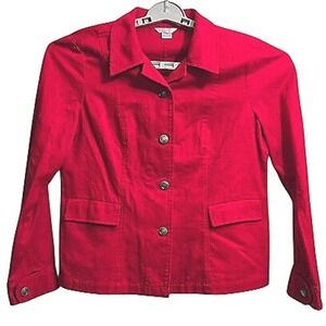 Christopher & Banks Red Cotton Button Down Blazer‎ Jacket Womens M